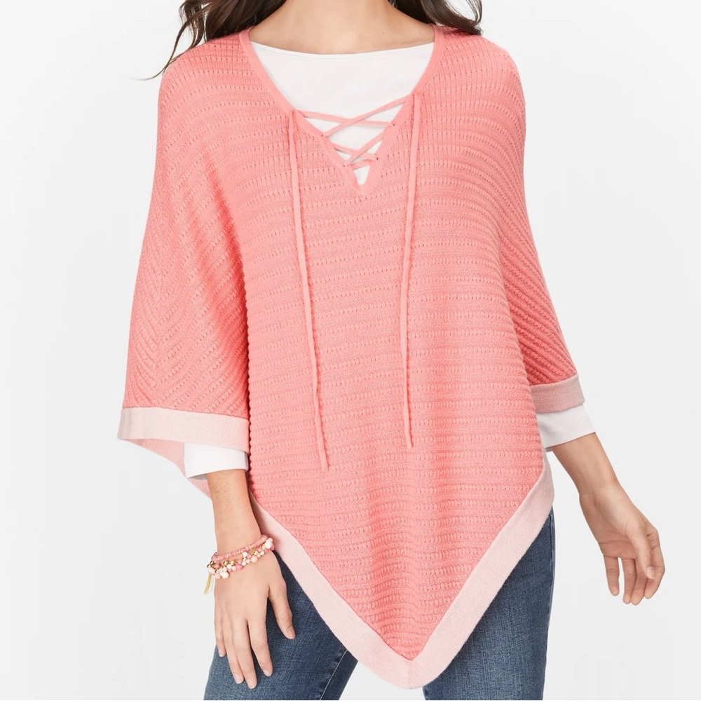 Talbots Pink Knit Poncho Size Medium